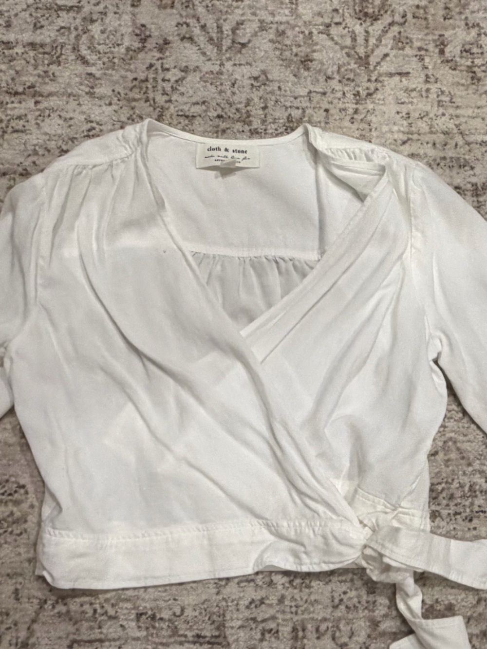 Anthropologie White Wrap Blouse with Tie - Picture 3 of 3
